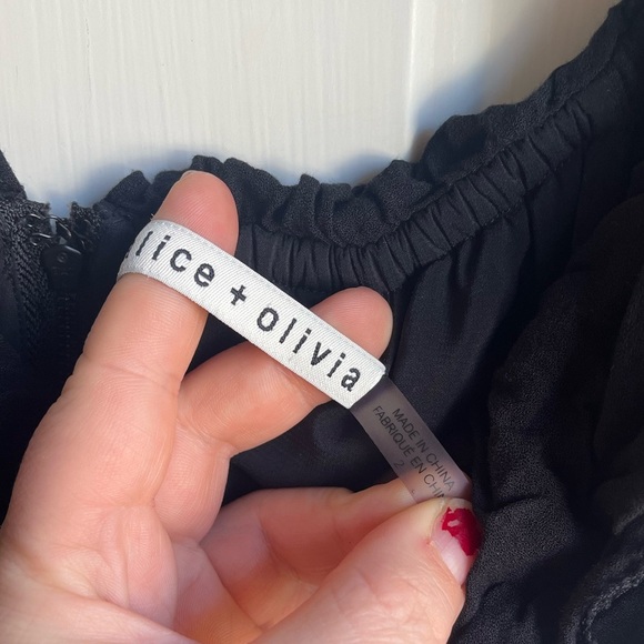 Alice + Olivia Lita Off the Shoulder Bohemian Midi Dress in Black Size 2 - Picture 7 of 9